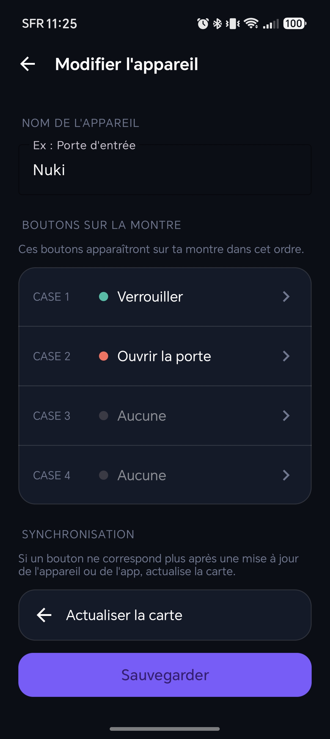 Nommer l'appareil et configurer les boutons montre
