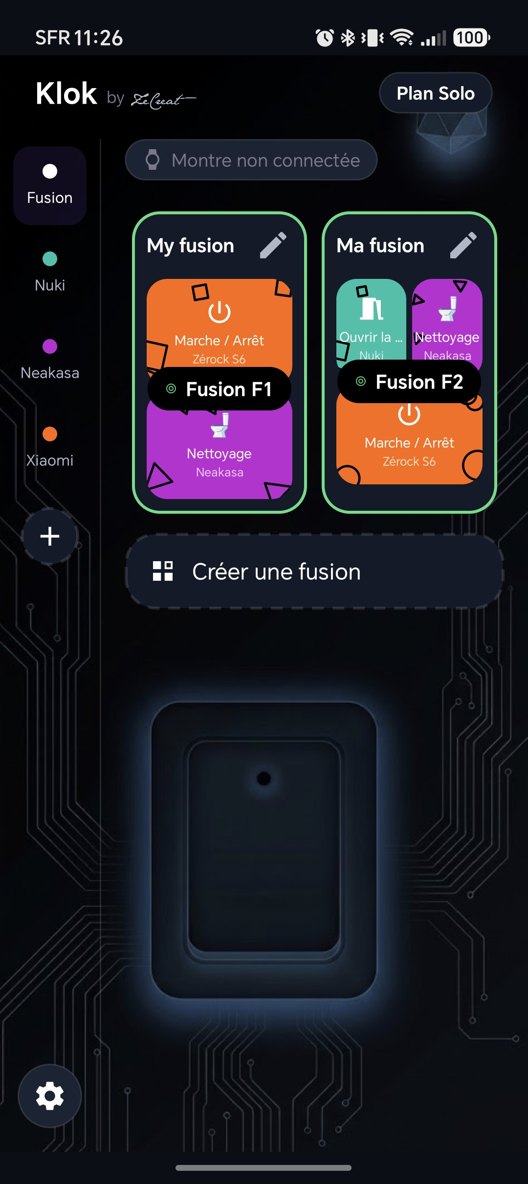 Écran de fusion Klok